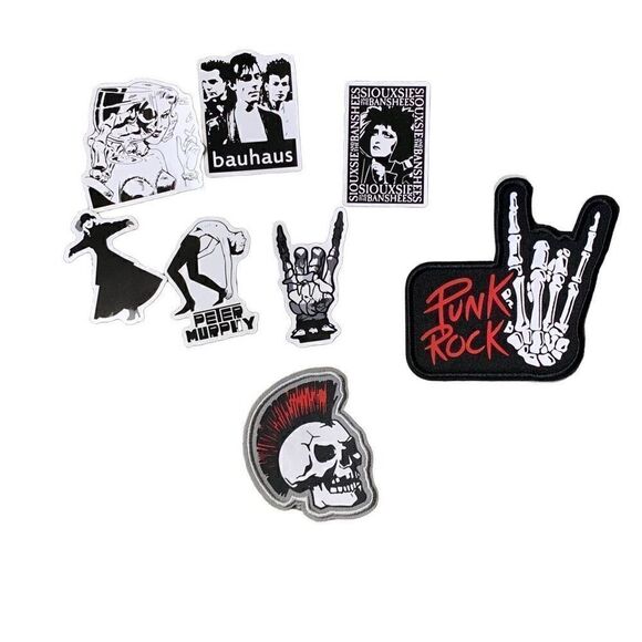 Goth Emo Punk Rock Music Stickers and Patches Bundle - Picture 1 of 7